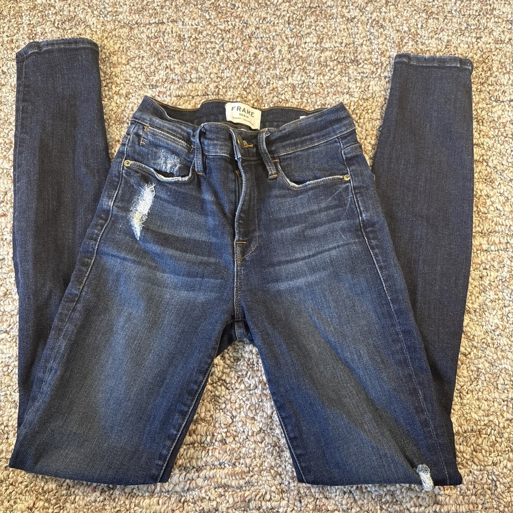 Frame Denim Le Skinny de Jeanne Dark Blue Stretchy size 24 Women's Jeans
